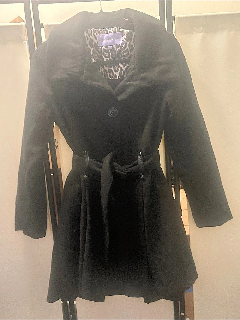 STEVE MADDEN GIRL Black Belted Peplum Trench Coat Like New